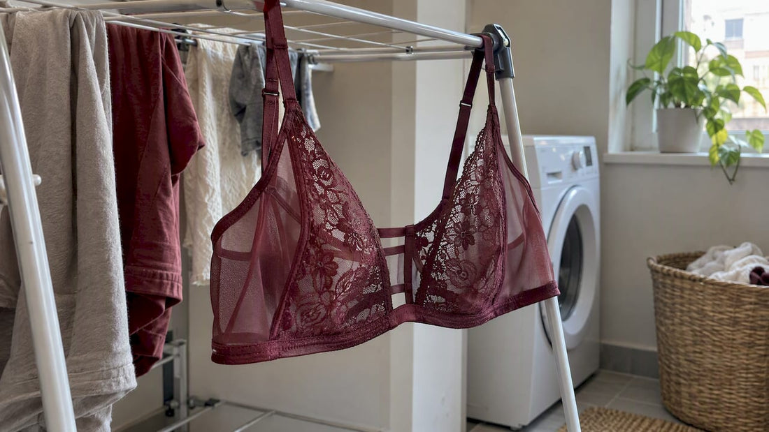 Burgundy lingerie top combining lace and mesh