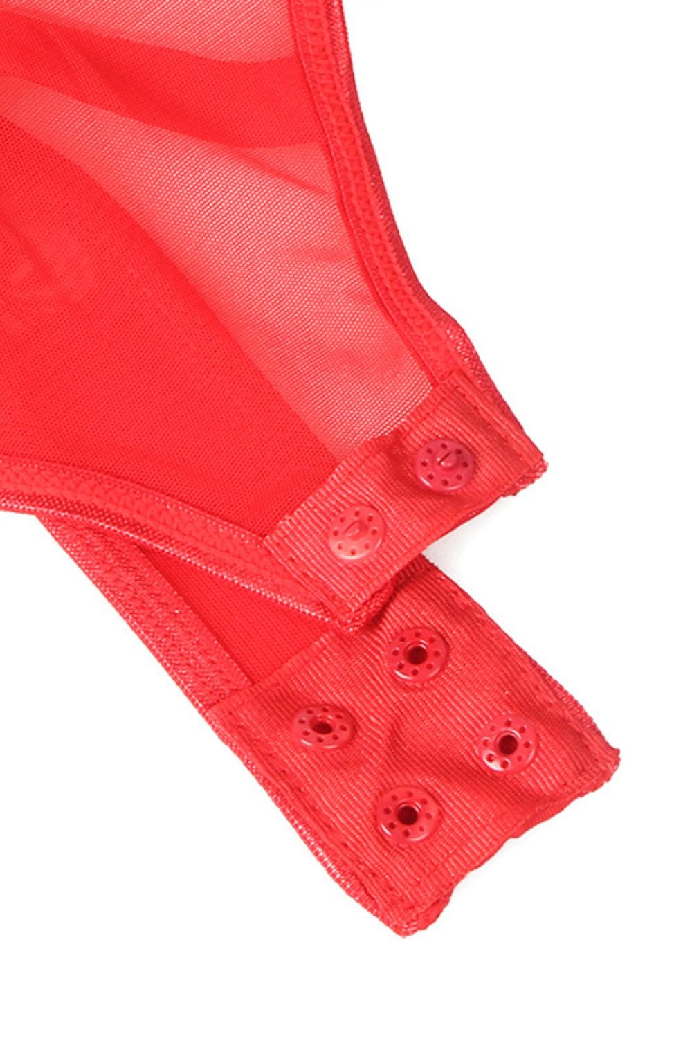 YesX YX891 Red Faux Leather Look & Mesh