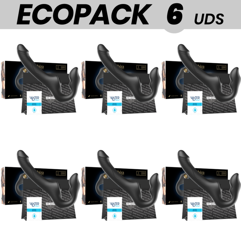 ECOPACK 6 UNITS - IBIZA REMOTE CONTROL STRAPLESS VIBRATOR 3 MOTORS 1000 COMBINATIONS
