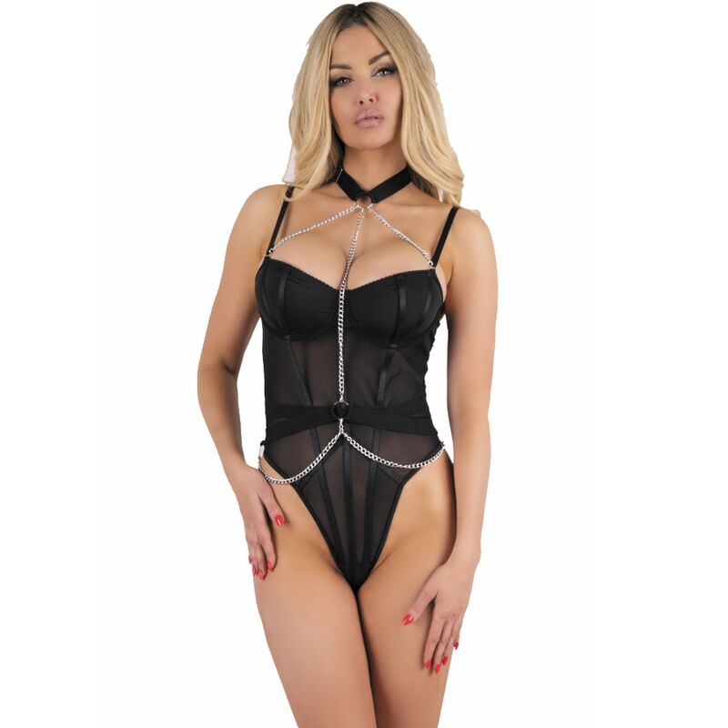 LIVCO CORSETTI FASHION - RUBIKA LC XG079 BODY WITH CHOKER BLACK M