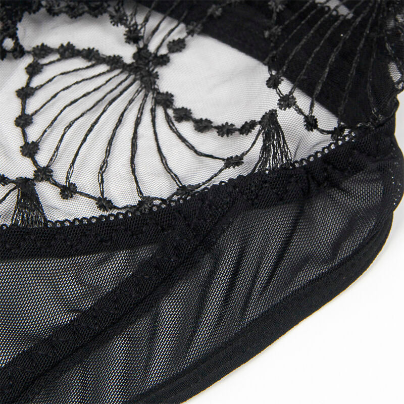 SUBBLIME - 955212 TRANSPARENT BODYSUIT WITH BLACK HOLLOW LACE S/M