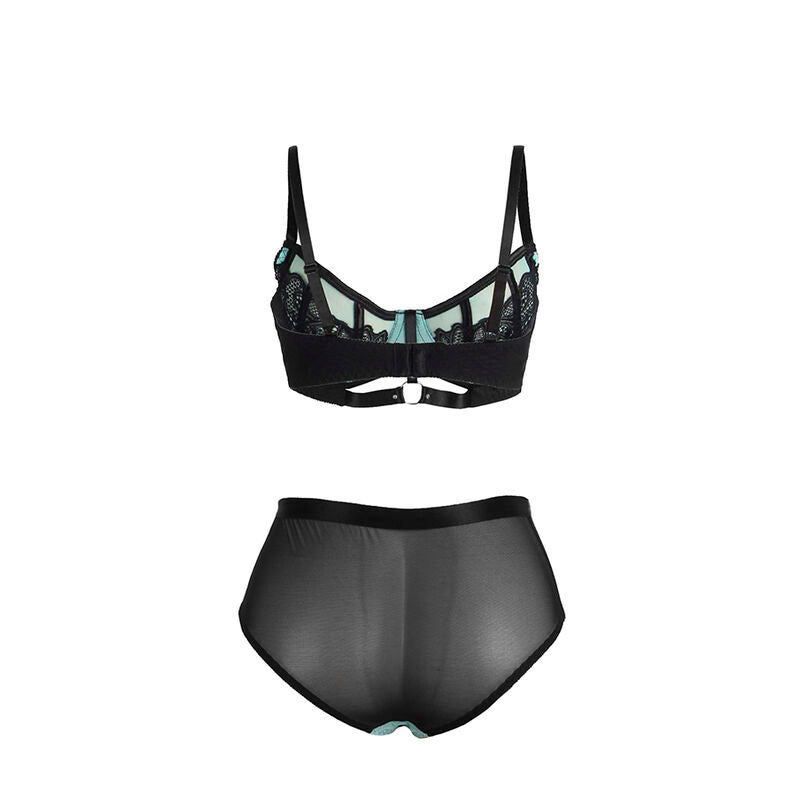 SUBBLIME - 955557 GREEN PATENT LEATHER MESH ZIPPER BRA SET S/M