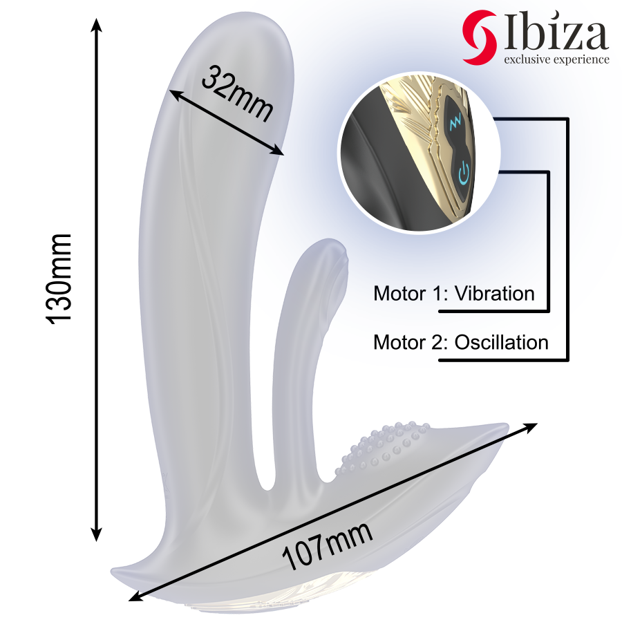 IBIZA - WEARABLE VIBRATOR WITH G-SPOT AND CLITORIS STIMULATION WITH REMOTE CONTROL