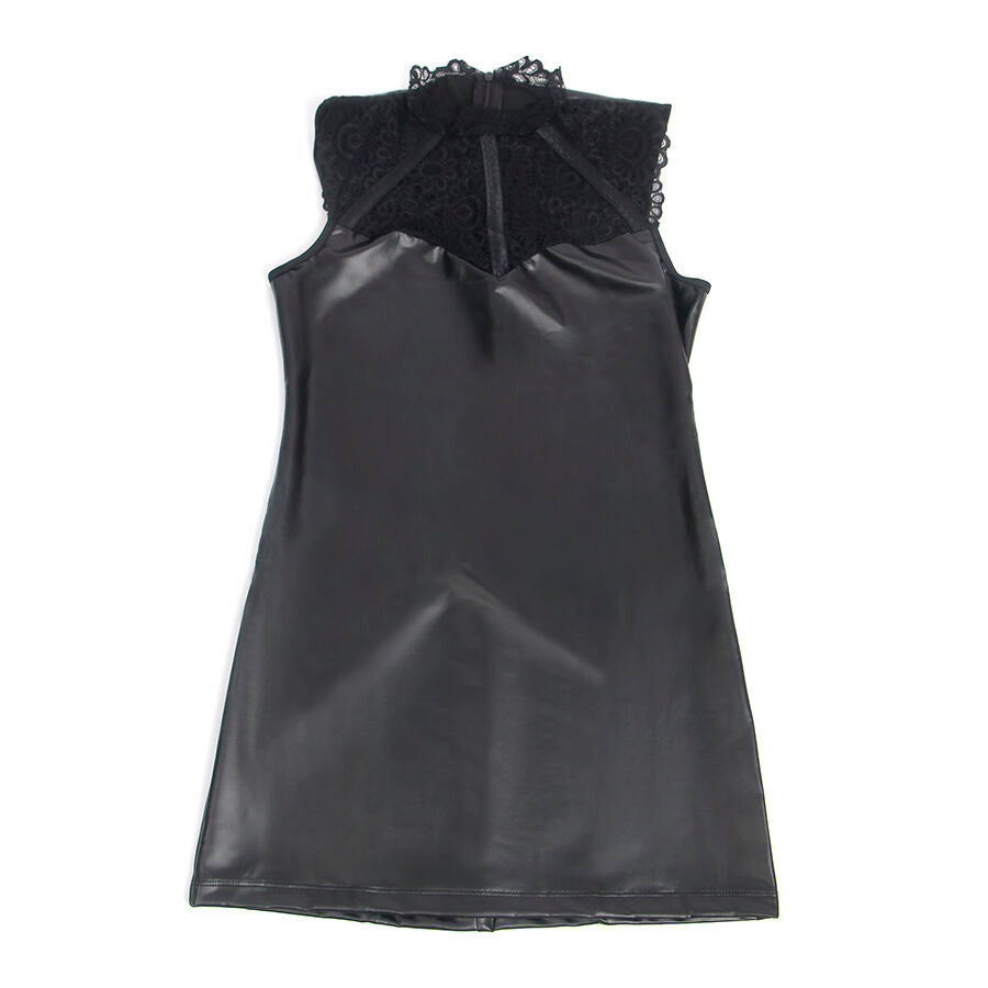 SUBBLIME - 957551 LACE COLLAR LEATHER DRESS BLACK L/XL