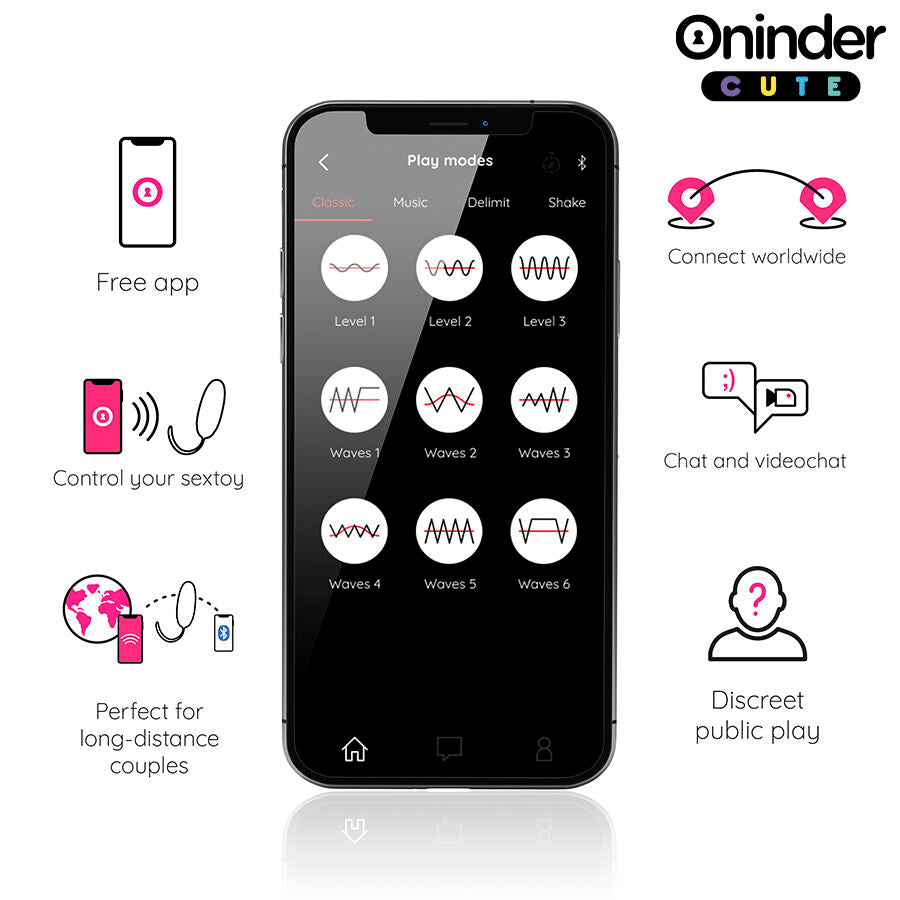 ONINDER CUTE - LOVE PLEASURE VIBRO-WAVE TAPPING SILICONE EGG - FREE WORLDWIDE APP