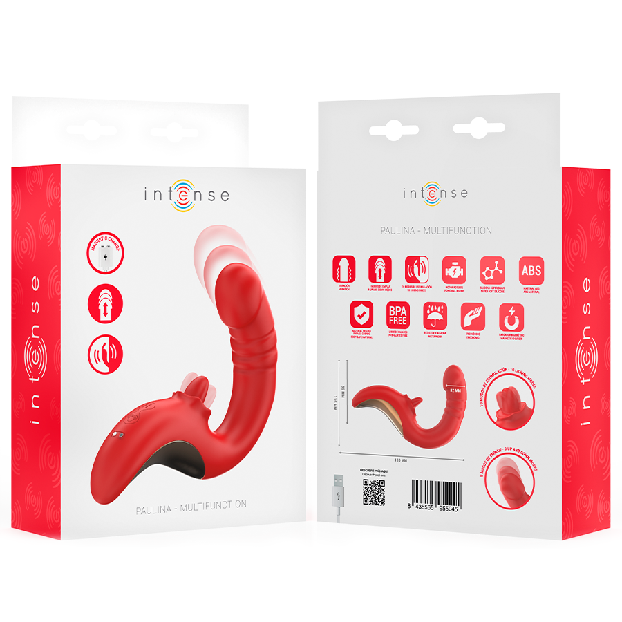 INTENSE - PAULINA VIBRATOR AND STIMULATOR IN U SHAPE RED