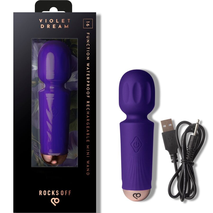 ROCKS-OFF - MINI RECHARGEABLE WAND 16 FUNCTIONS VIOLET DREAM