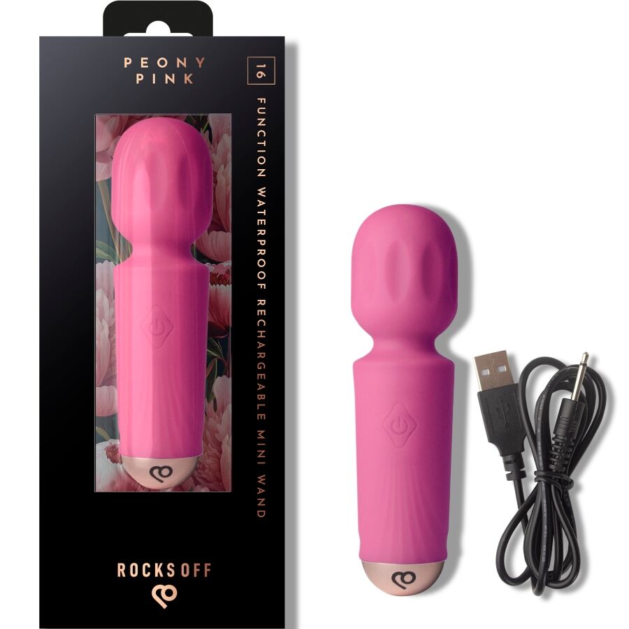 ROCKS-OFF - MINI RECHARGEABLE WAND 16 FUNCTIONS PEONY PINK