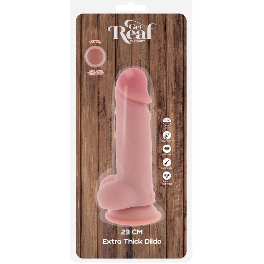 GET REAL - DELUXE REALISTIC PENIS WITH TESTICLES EXTRA THICK 23 CM